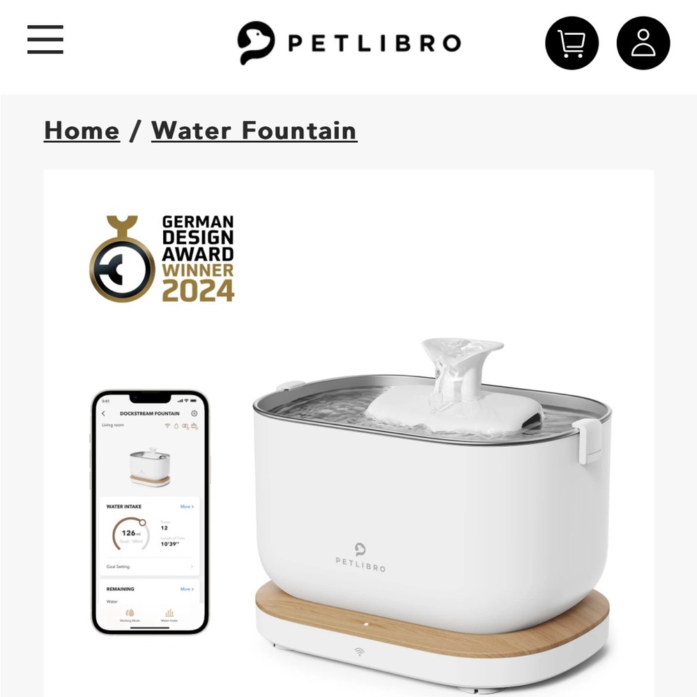 Petlibro dock stream app monitoring automatic pet water fountain